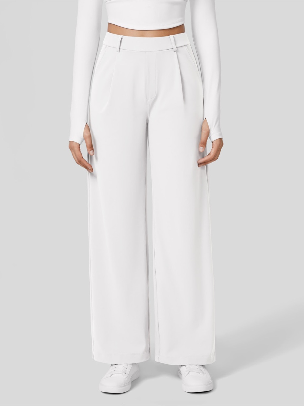 Halara High Waisted Plicated Side Pocket Straight Leg Work Pants